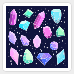 Cute colorful magical crystals and gems illustration Sticker